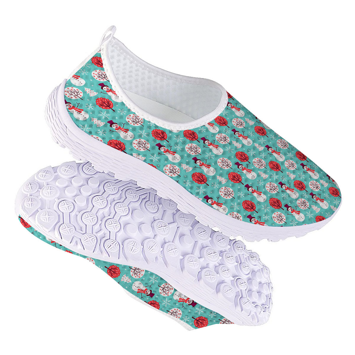 Happy Snowman Print Pattern Nurse Shoes-grizzshop