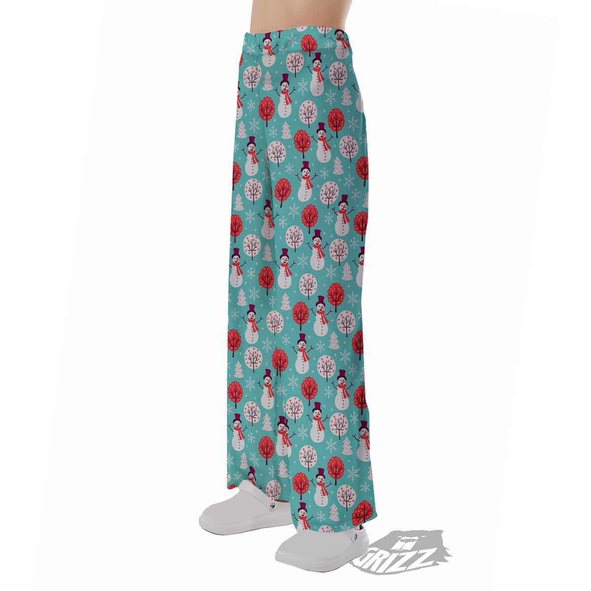 Happy Snowman Print Pattern Pajama Pants-grizzshop