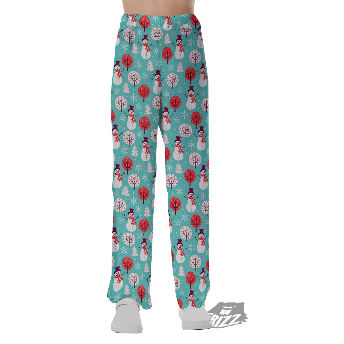 Happy Snowman Print Pattern Pajama Pants-grizzshop