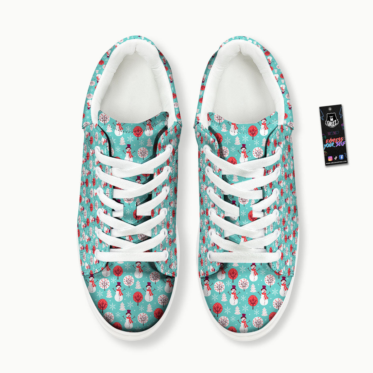 Happy Snowman Print Pattern Platform Shoes-grizzshop