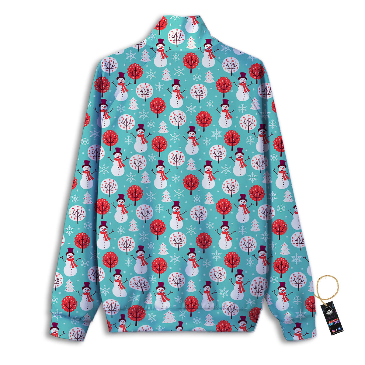 Happy Snowman Print Pattern Track Jacket-grizzshop