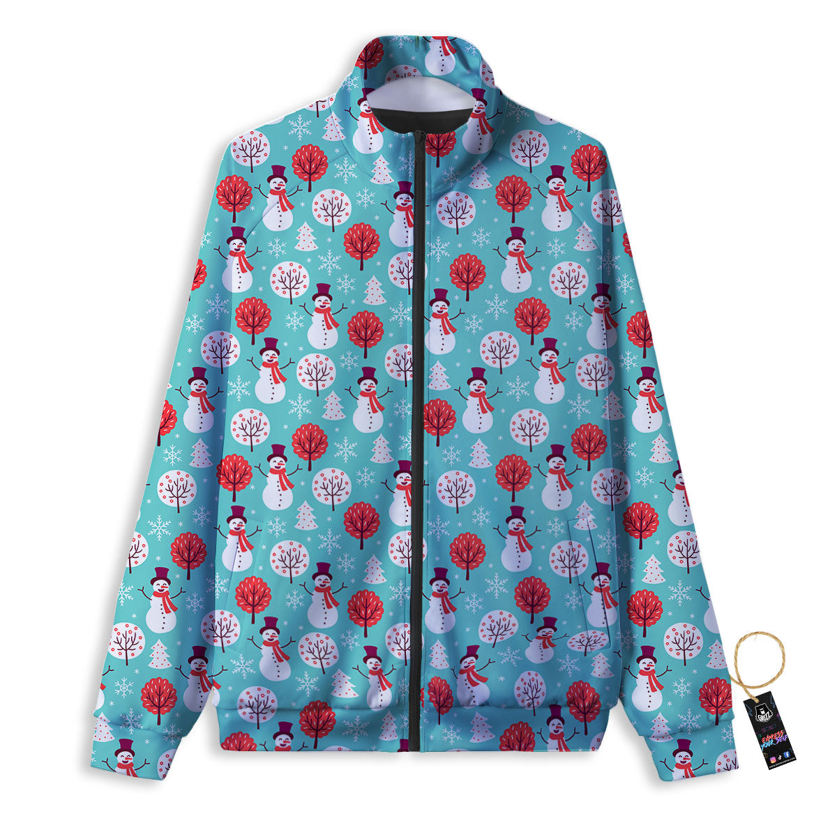 Happy Snowman Print Pattern Track Jacket-grizzshop