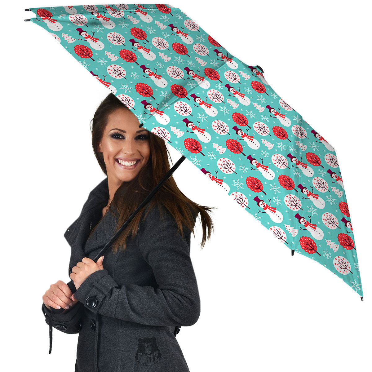 Happy Snowman Print Pattern Umbrella-grizzshop