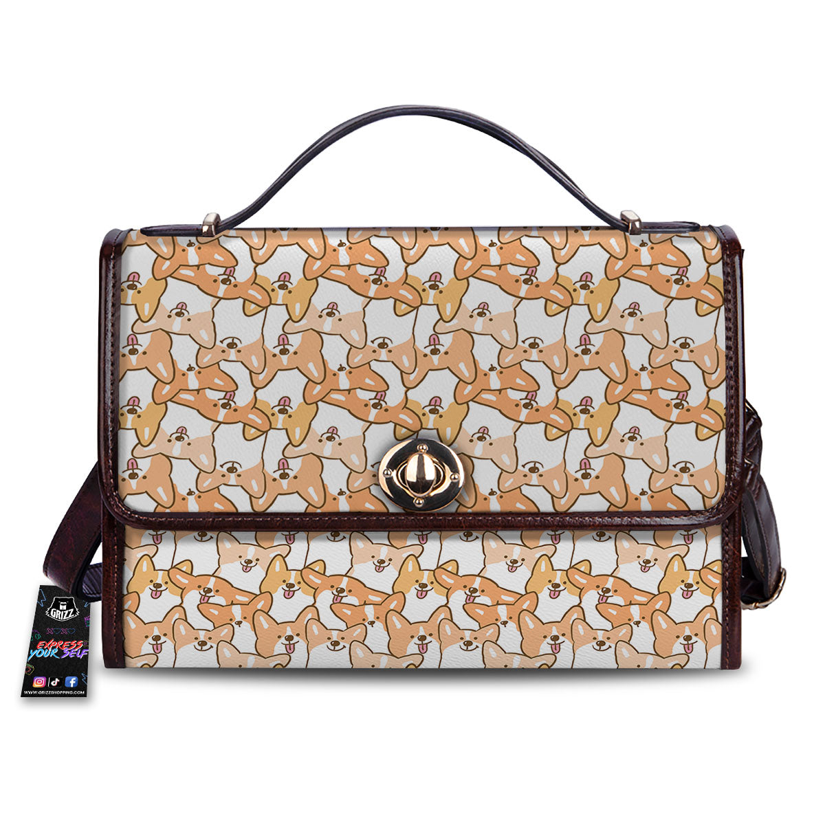 Happy Corgi Print Pattern Women's Satchel Bag