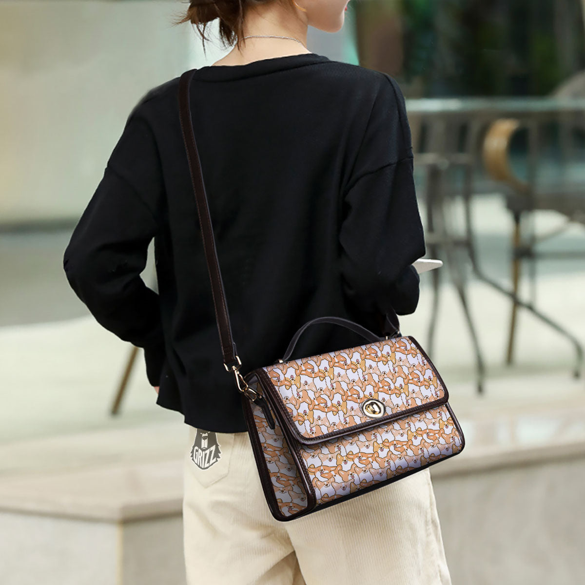 Happy Corgi Print Pattern Women's Satchel Bag