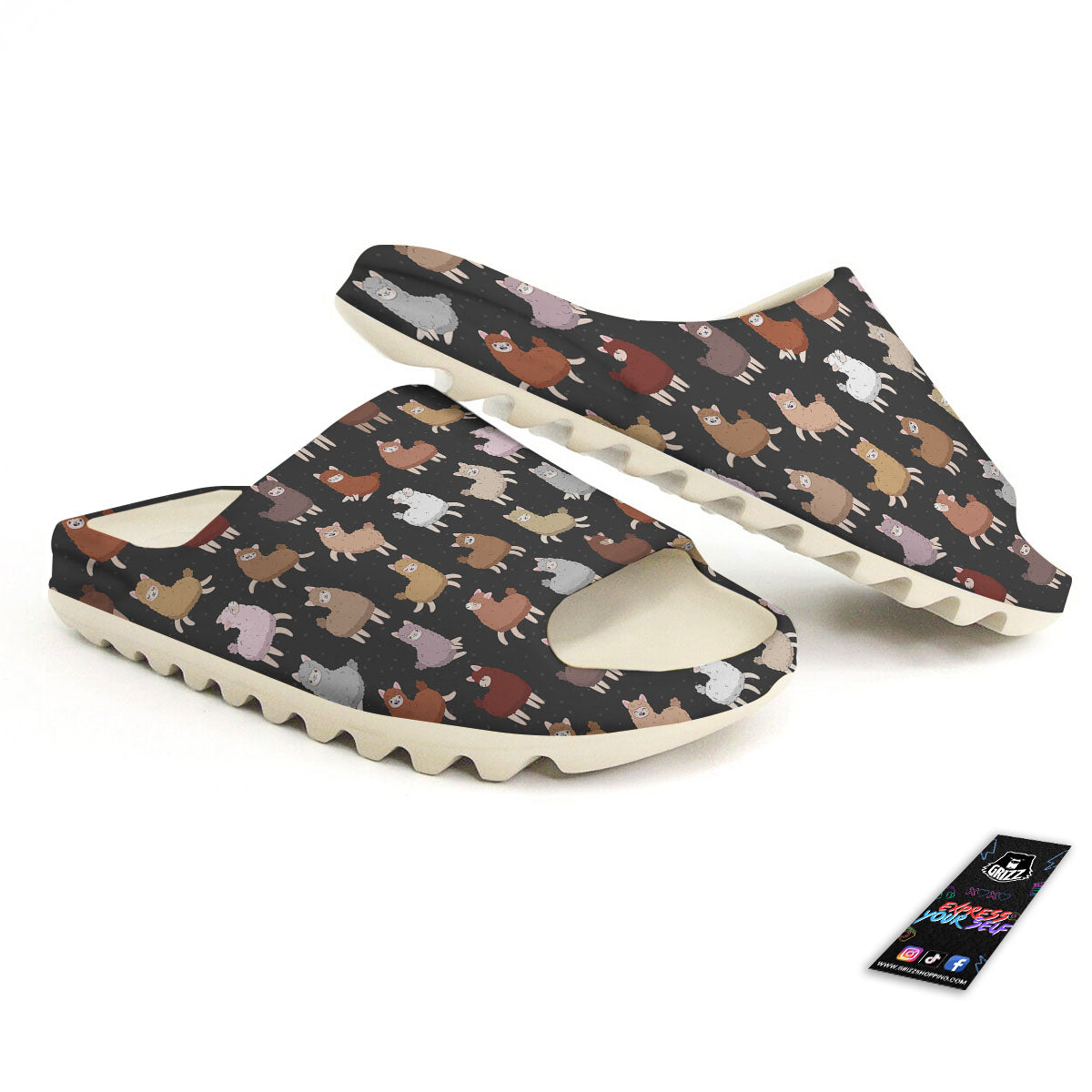 Happy Llama Print Pattern Sandals-grizzshop