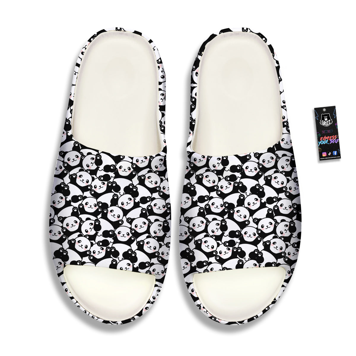 Happy Panda Cute Print Pattern Sandals-grizzshop