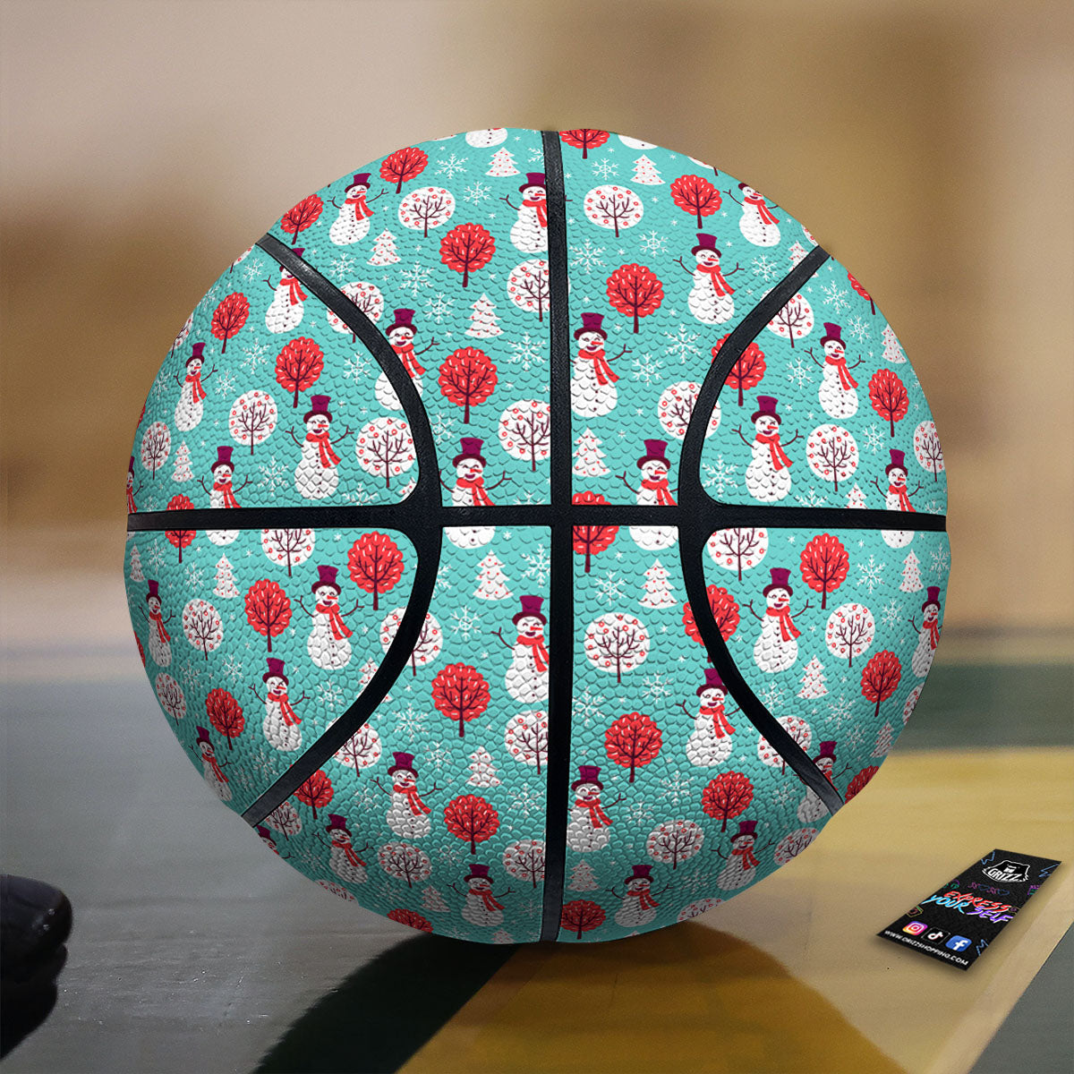 Happy Snowman Print Pattern Basketball