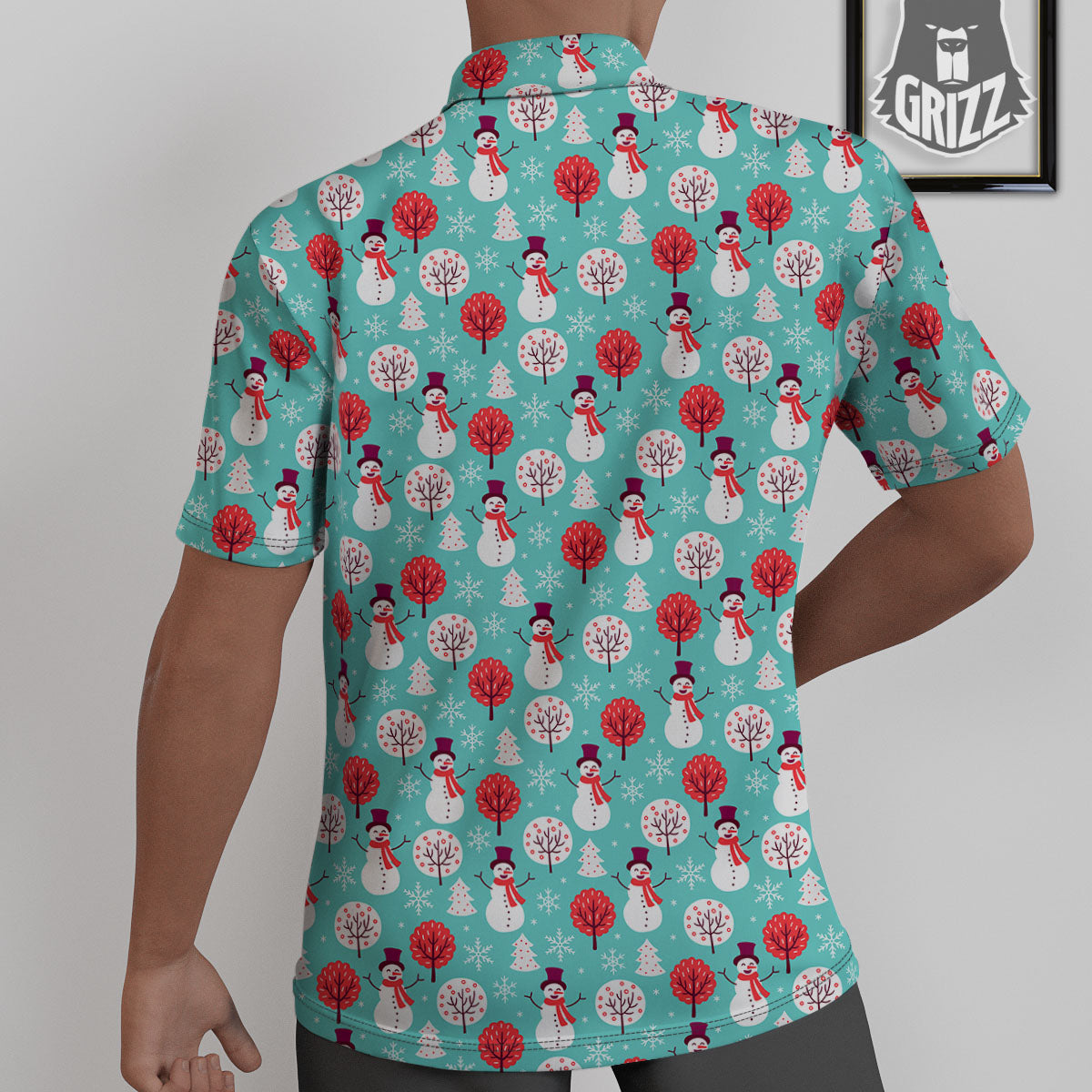 Happy Snowman Print Pattern Untucked Shirts-grizzshop