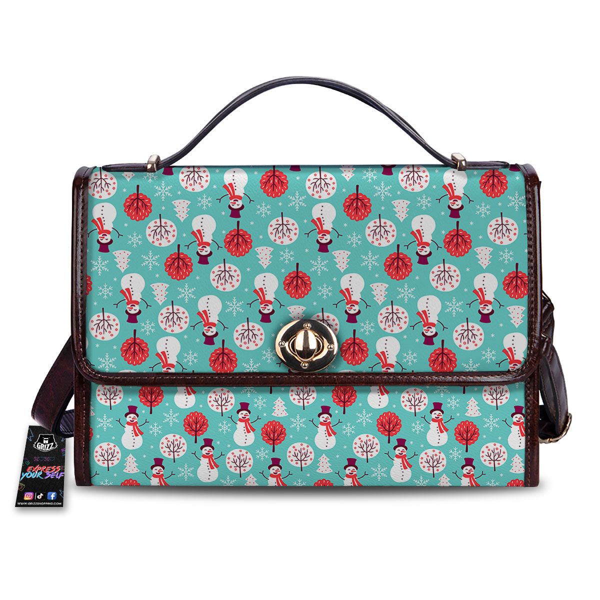 Happy Snowman Print Pattern Women's Satchel Bag