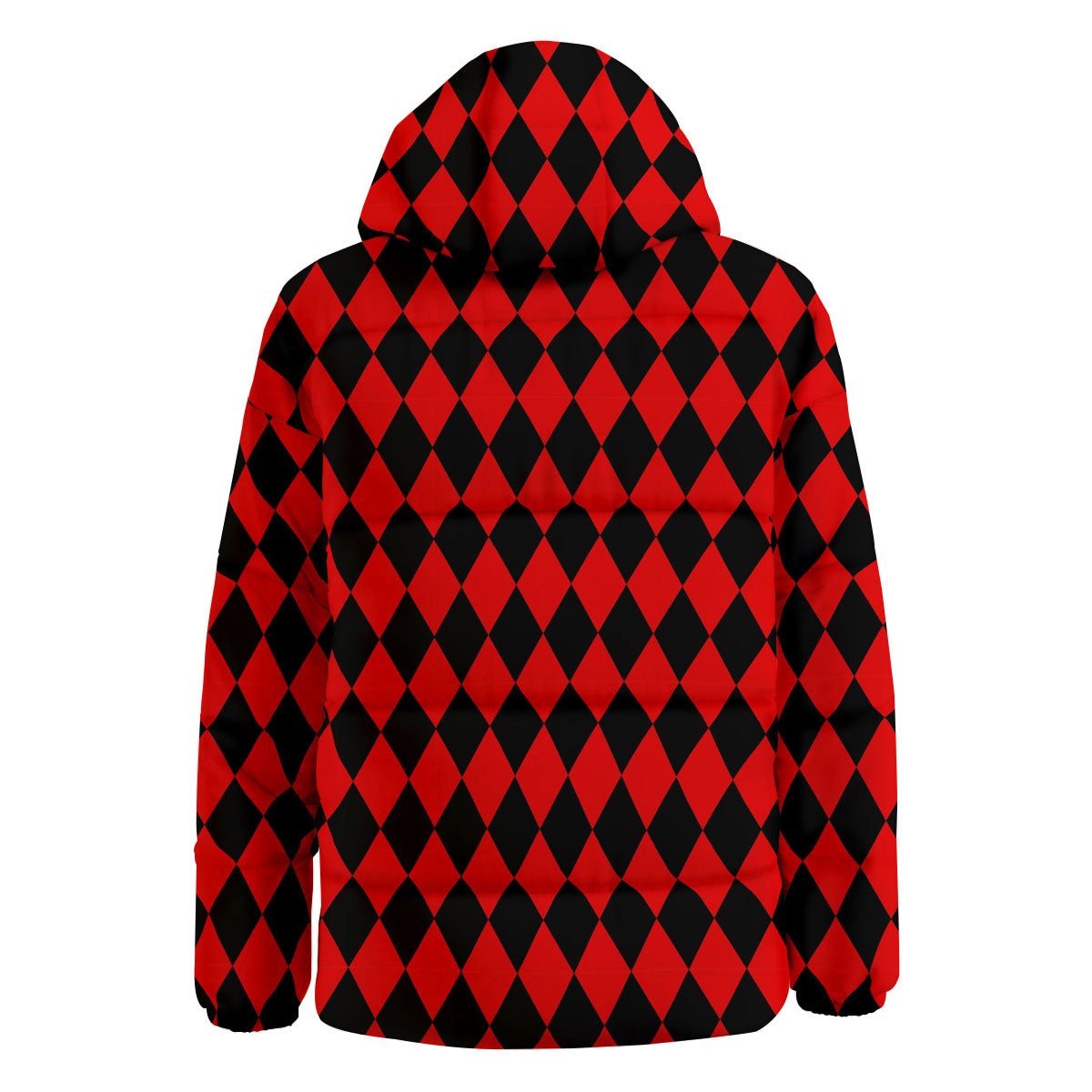 Harlequin Black And Red Print Pattern Down Jacket-grizzshop