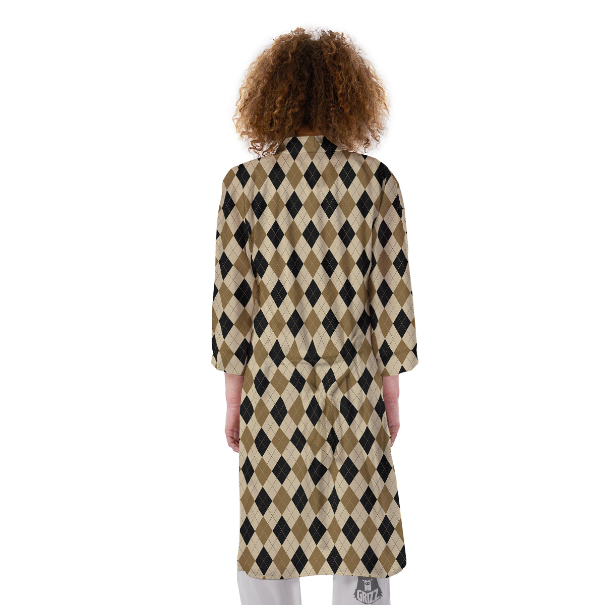 Harlequin Gold And Black Print Pattern Kimono-grizzshop