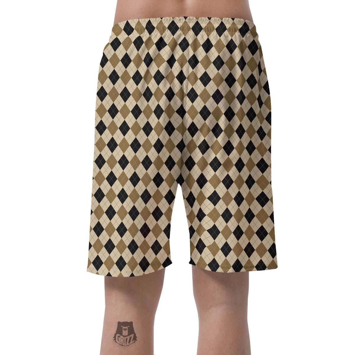 Harlequin Gold And Black Print Pattern Men's Shorts-grizzshop