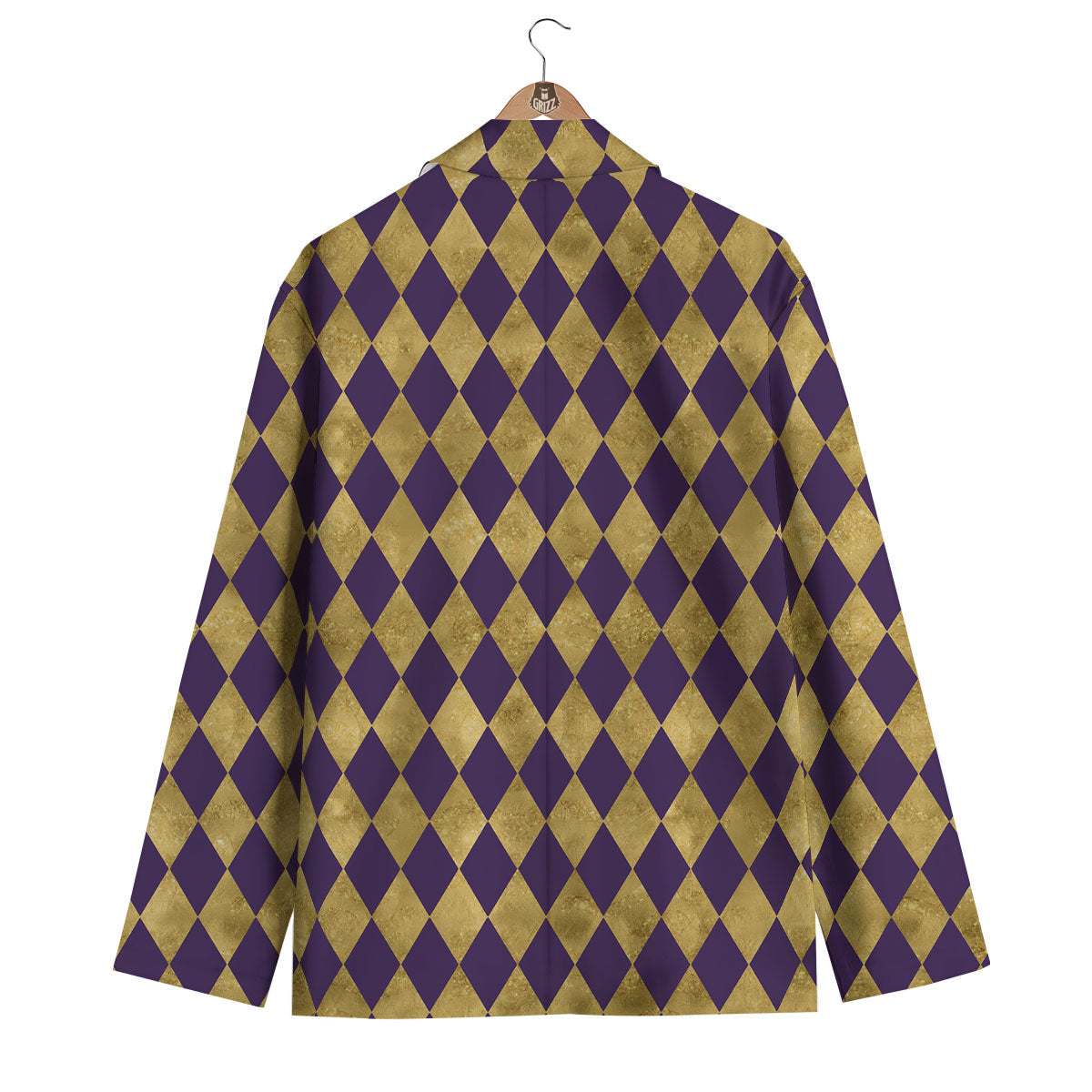 Harlequin Gold And Purple Print Pattern Men's Blazer-grizzshop