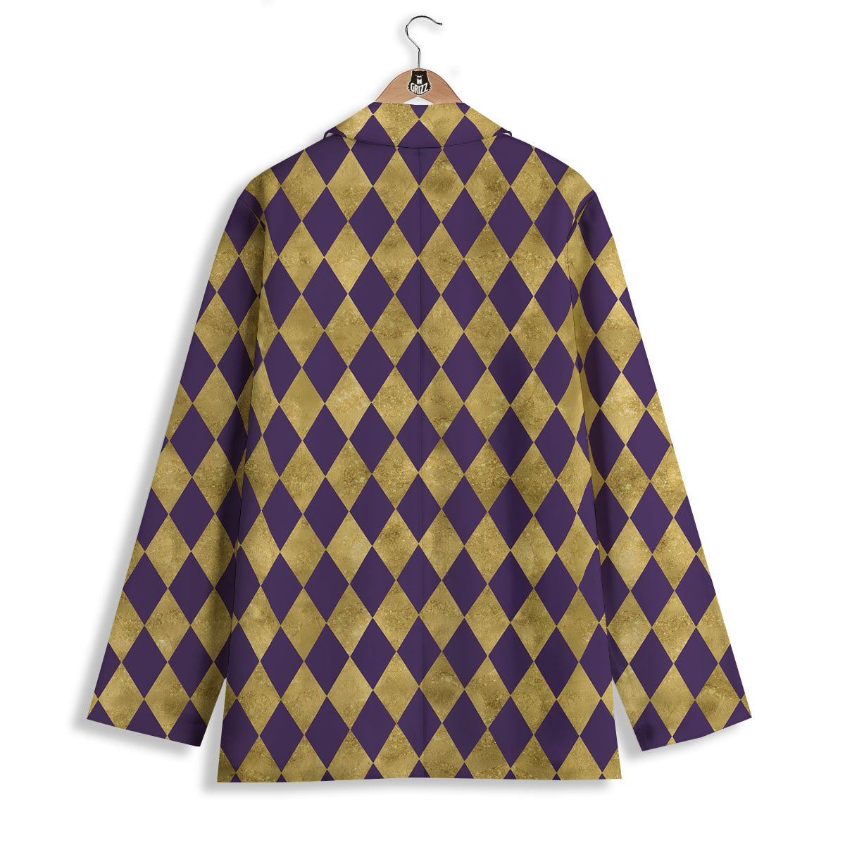 Harlequin Gold And Purple Print Pattern Women's Blazer-grizzshop