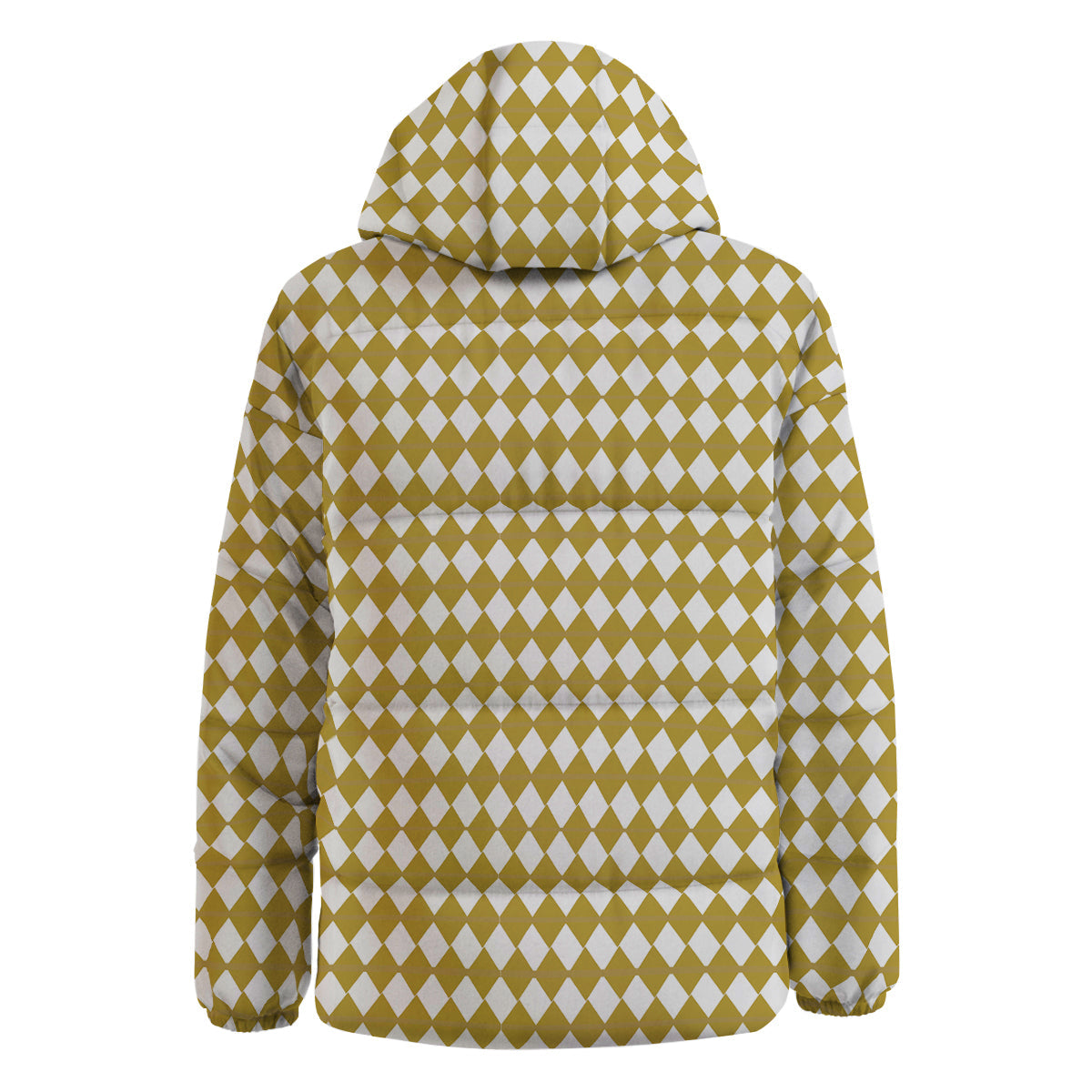 Harlequin Gold And White Print Pattern Down Jacket-grizzshop