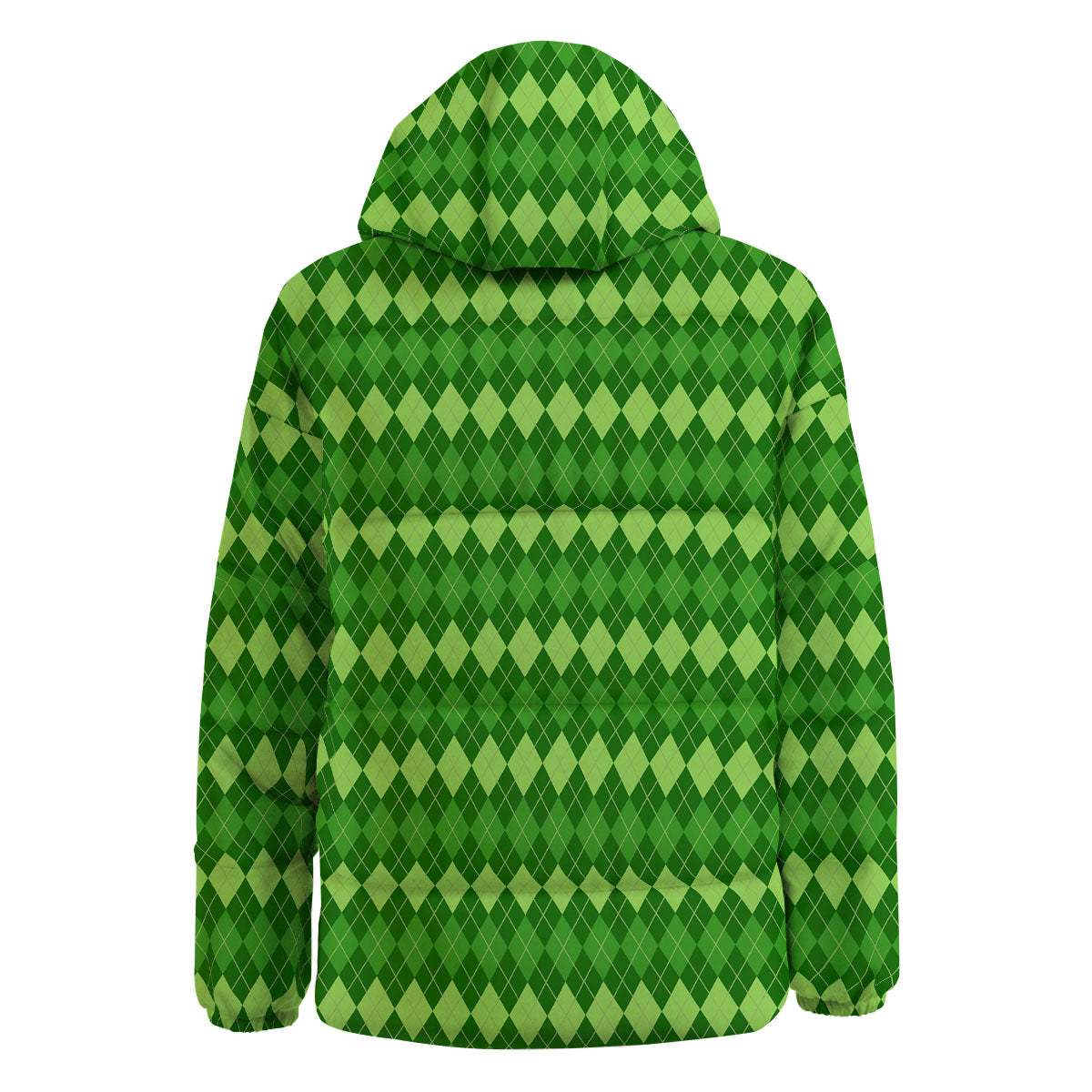 Harlequin Green Print Pattern Down Jacket-grizzshop