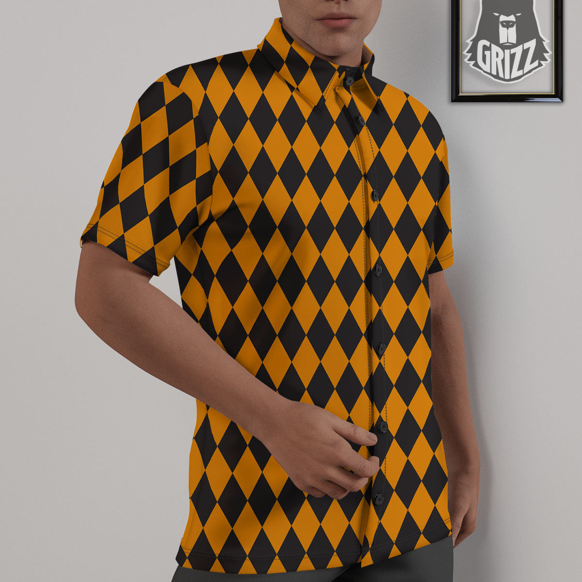 Harlequin Halloween Print Pattern Untucked Shirts-grizzshop