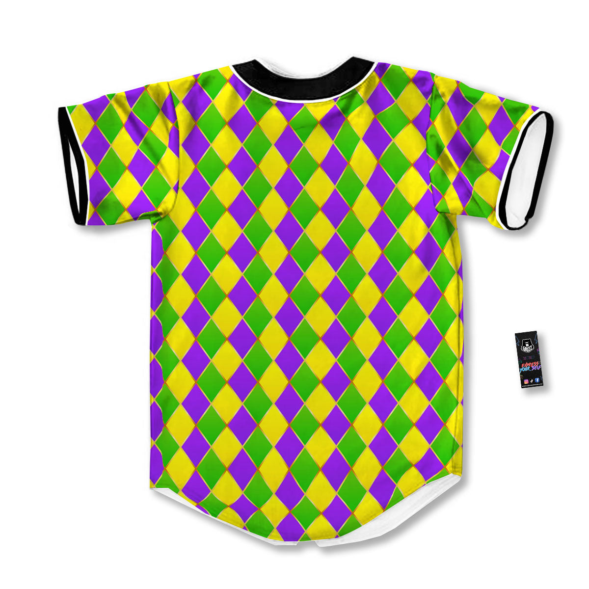 Harlequin Mardi Gras Print Pattern Baseball Jersey-grizzshop