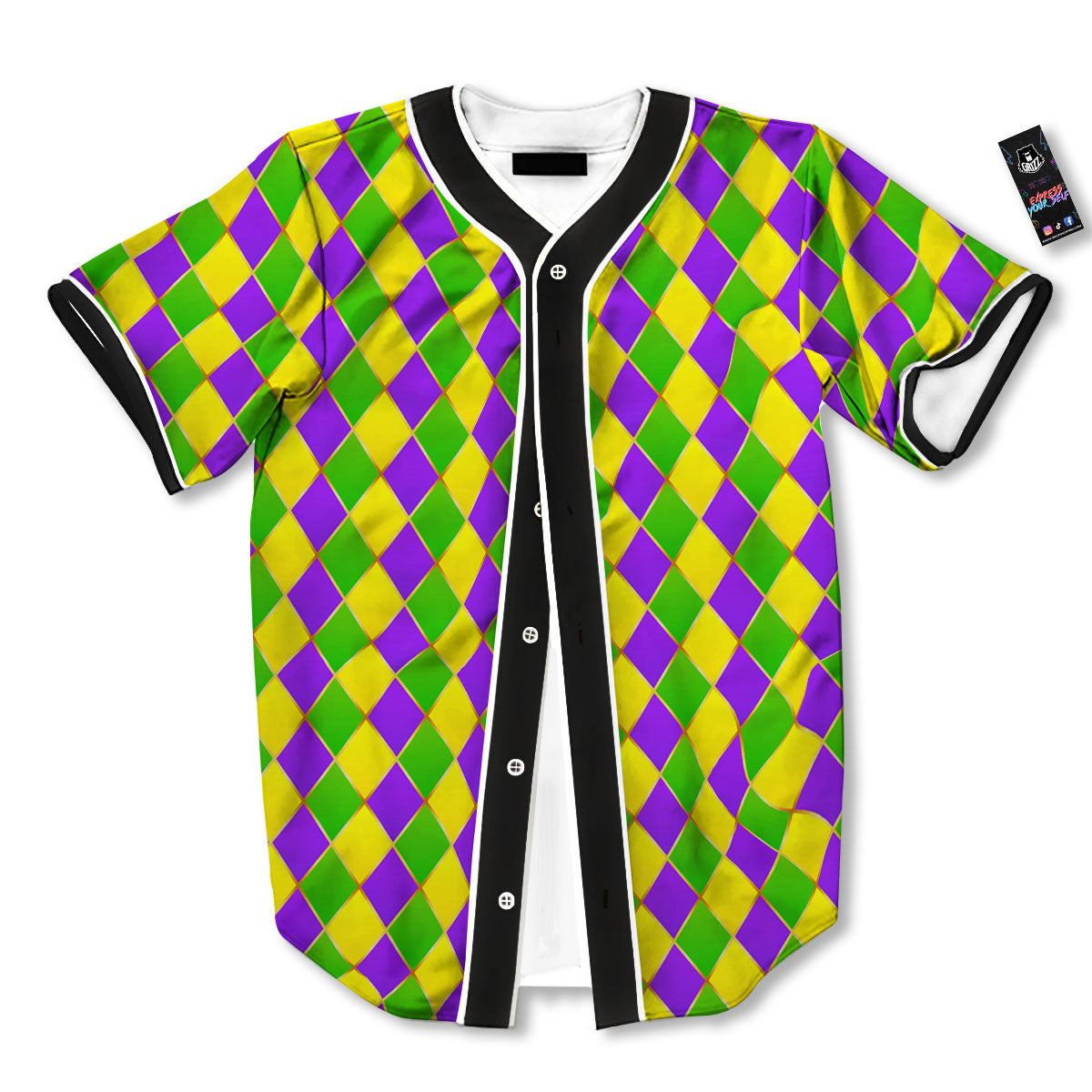 Harlequin Mardi Gras Print Pattern Baseball Jersey-grizzshop