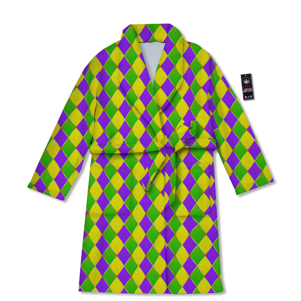Harlequin Mardi Gras Print Pattern Bathrobe-grizzshop