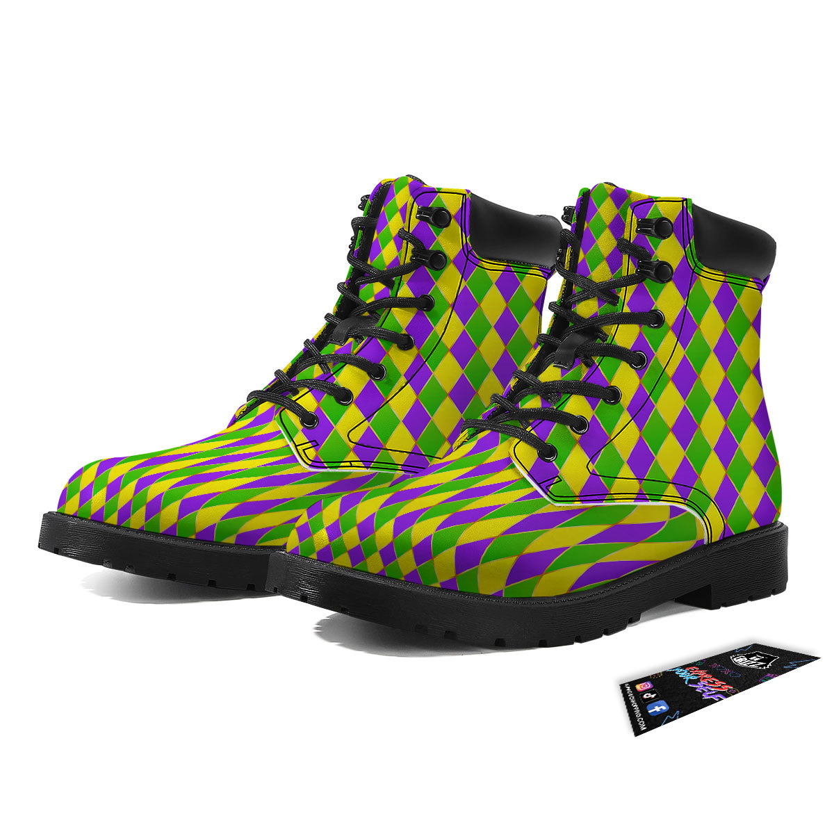 Harlequin Mardi Gras Print Pattern Boots-grizzshop