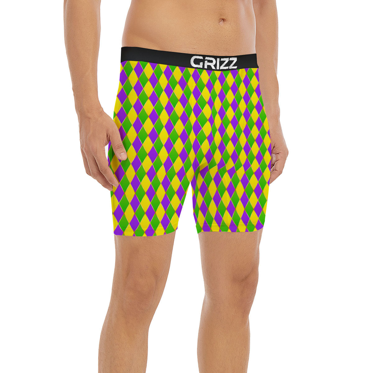Harlequin Mardi Gras Print Pattern Boxer Briefs-grizzshop