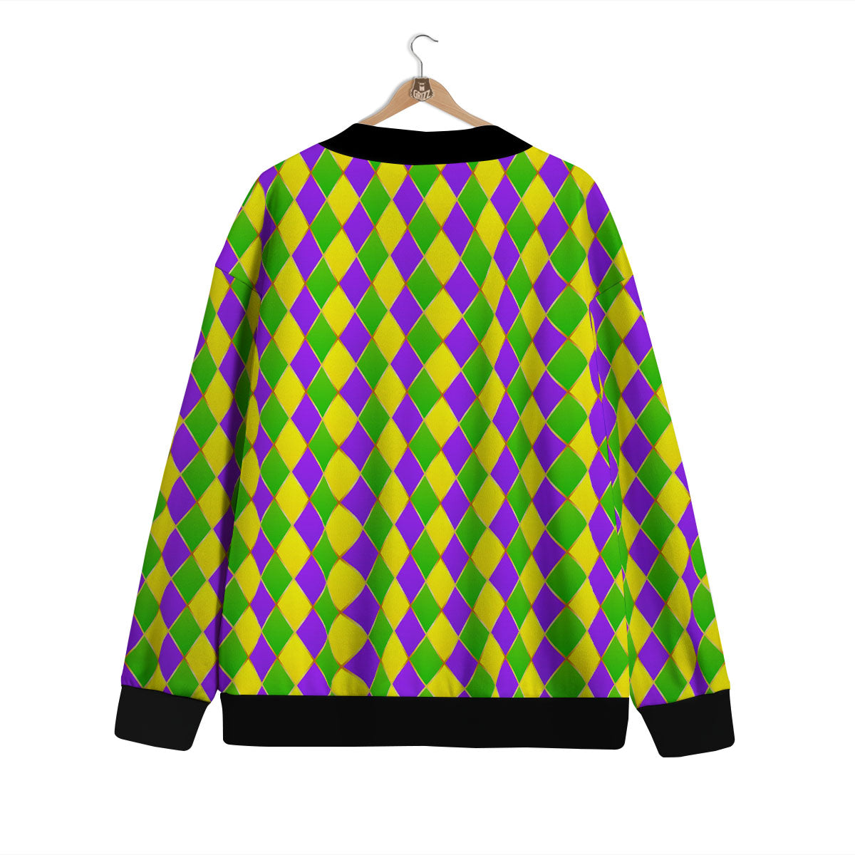 Harlequin Mardi Gras Print Pattern Cardigan-grizzshop