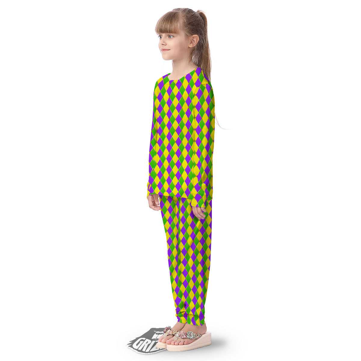 Harlequin Mardi Gras Print Pattern Kid's Pajamas-grizzshop
