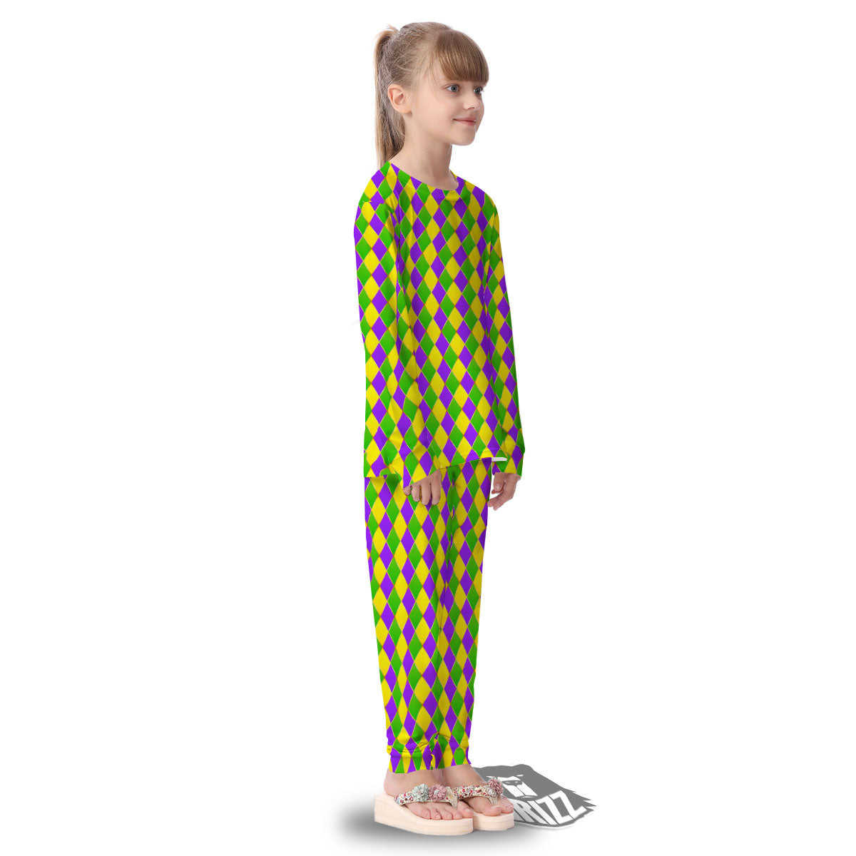 Harlequin Mardi Gras Print Pattern Kid's Pajamas-grizzshop