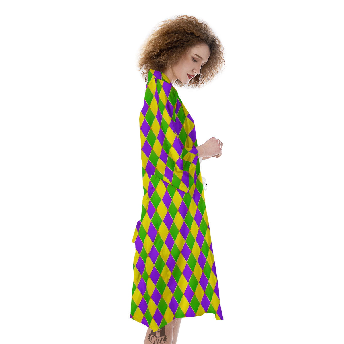 Harlequin Mardi Gras Print Pattern Kimono-grizzshop