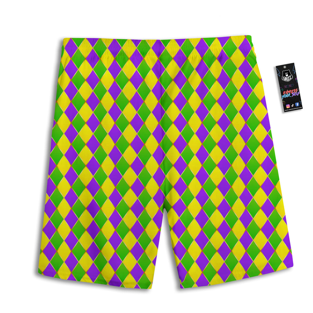 Harlequin Mardi Gras Print Pattern Men's Athletic Shorts