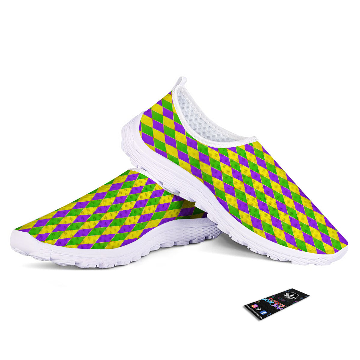 Harlequin Mardi Gras Print Pattern Nurse Shoes-grizzshop
