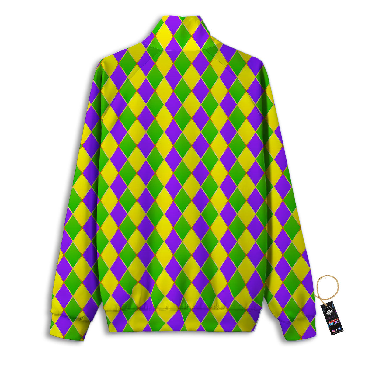Harlequin Mardi Gras Print Pattern Track Jacket-grizzshop