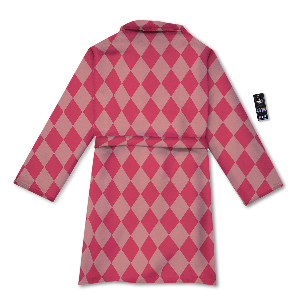 Harlequin Pink Print Pattern Bathrobe-grizzshop