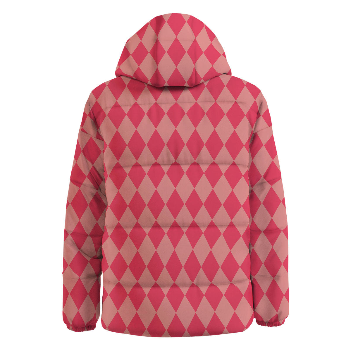 Harlequin Pink Print Pattern Down Jacket-grizzshop