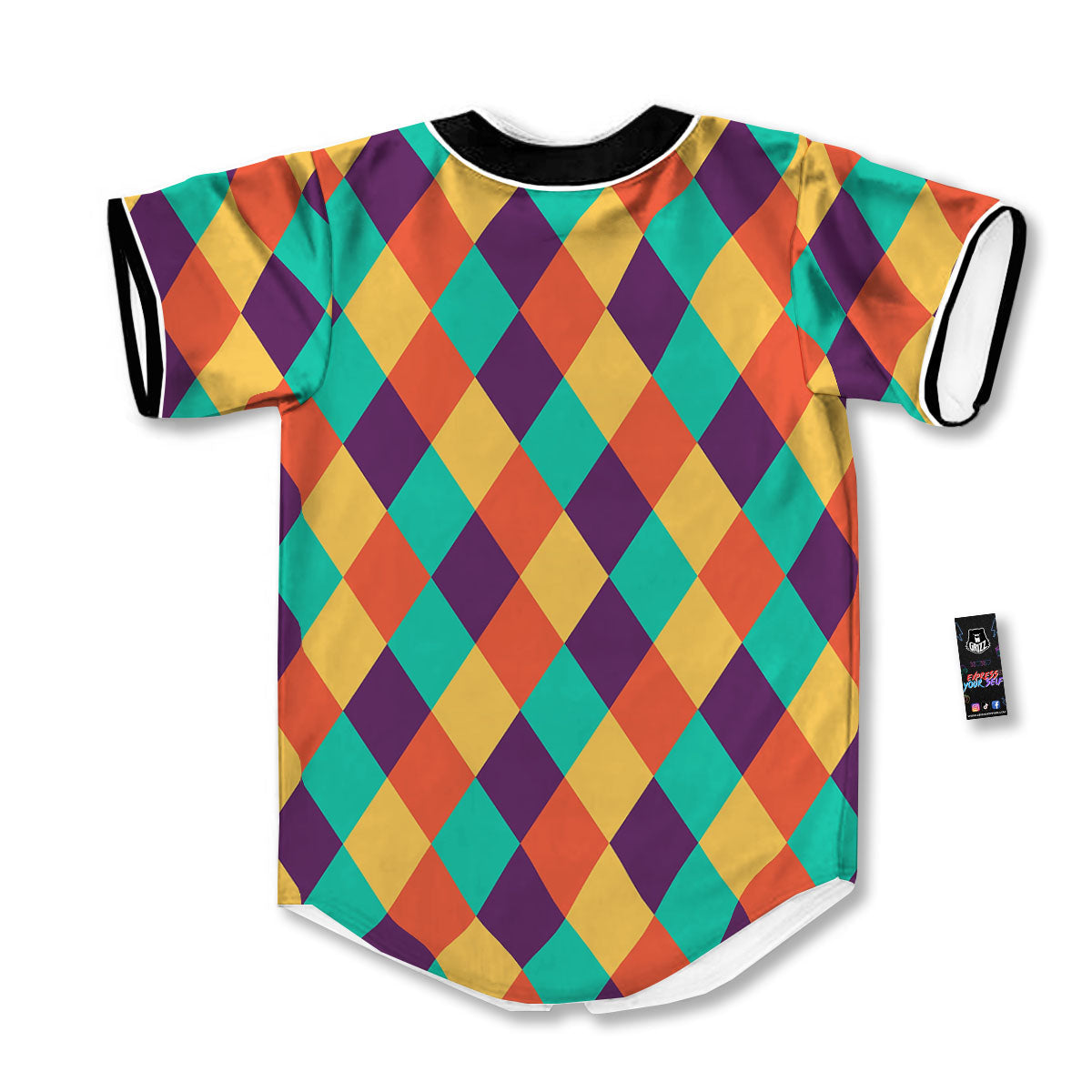 Harlequin Retro Print Pattern Baseball Jersey-grizzshop