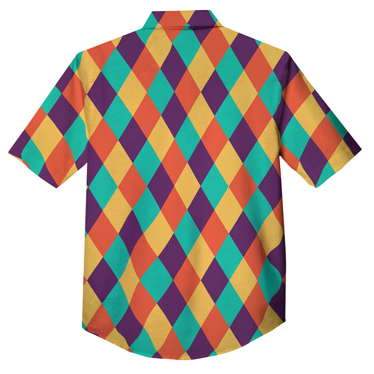 Harlequin Retro Print Pattern Button Up Shirt-grizzshop