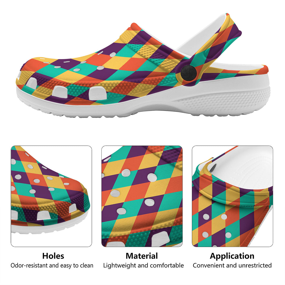 Harlequin Retro Print Pattern Clog-grizzshop