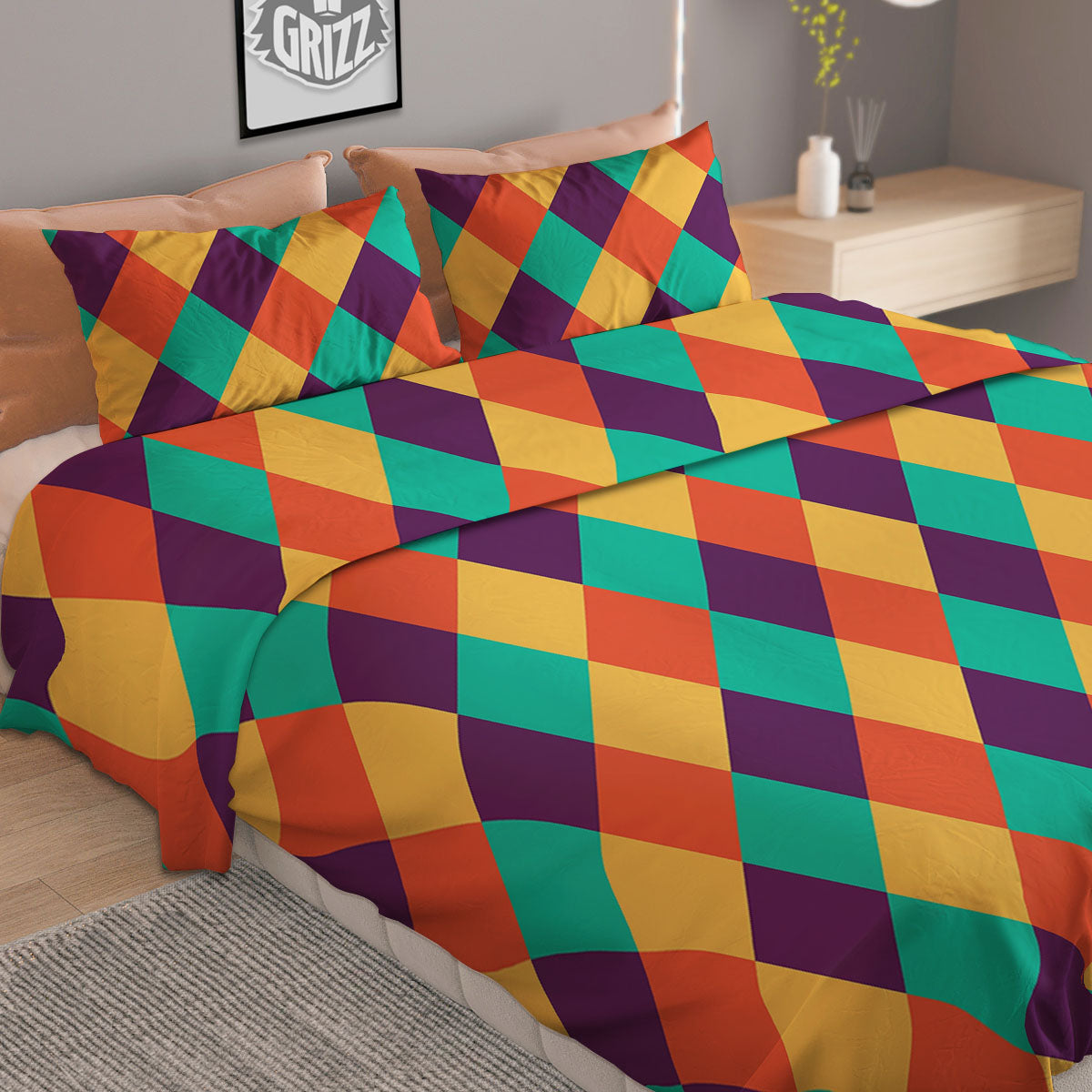 Hamsa Turquoise Print Pattern Duvet Cover Bedding Set