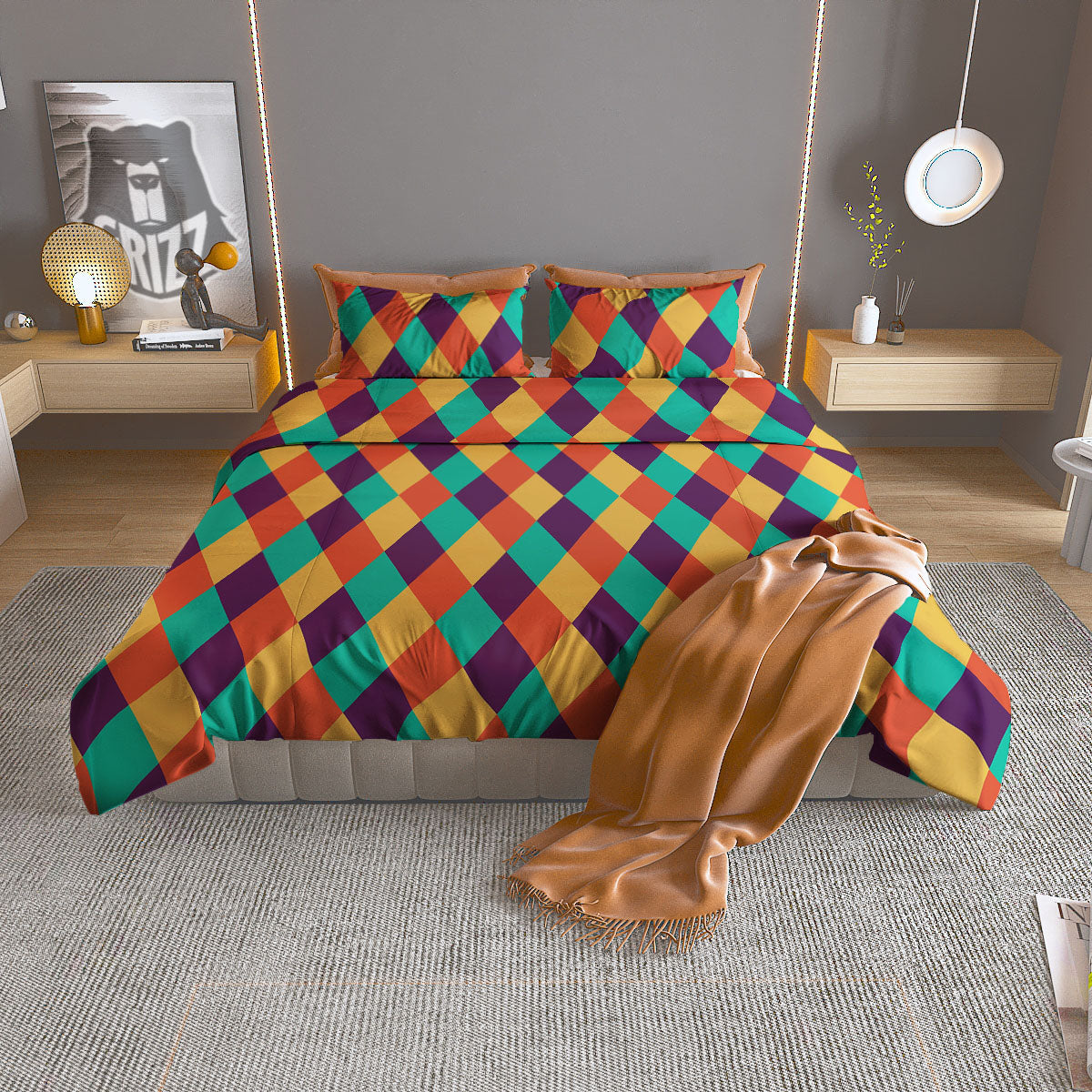 Hamsa Turquoise Print Pattern Duvet Cover Bedding Set