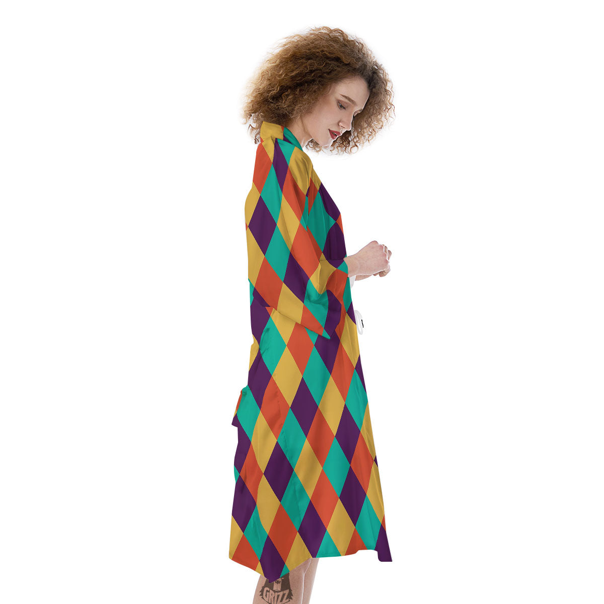 Harlequin Retro Print Pattern Kimono-grizzshop