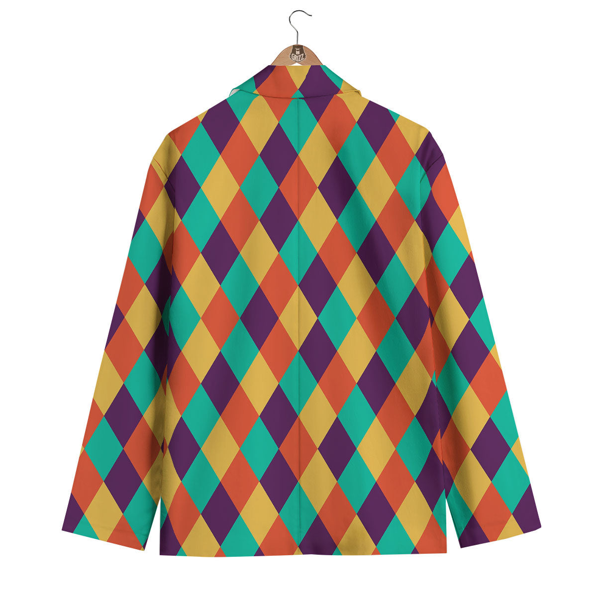 Harlequin Retro Print Pattern Men's Blazer-grizzshop