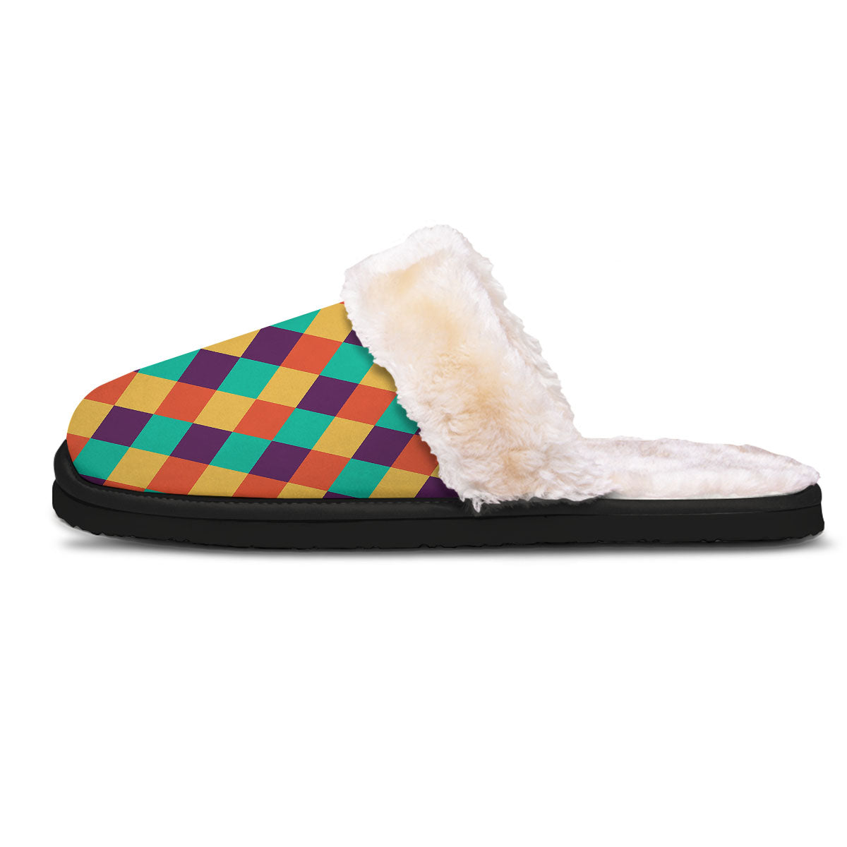Harlequin Retro Print Pattern Slippers-grizzshop
