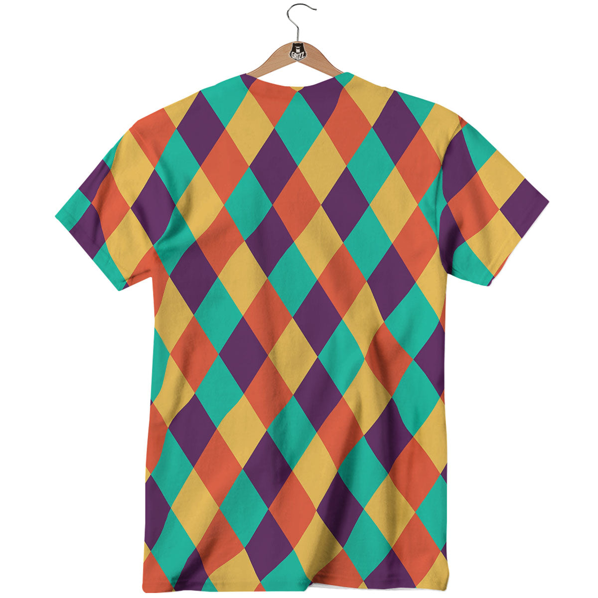 Harlequin Retro Print Pattern T-Shirt-grizzshop