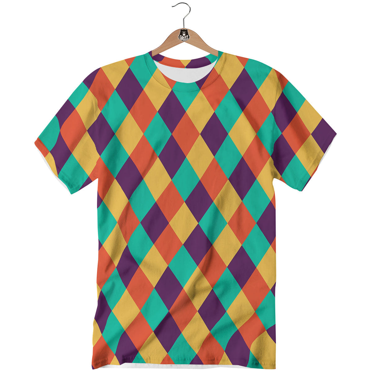 Harlequin Retro Print Pattern T-Shirt-grizzshop