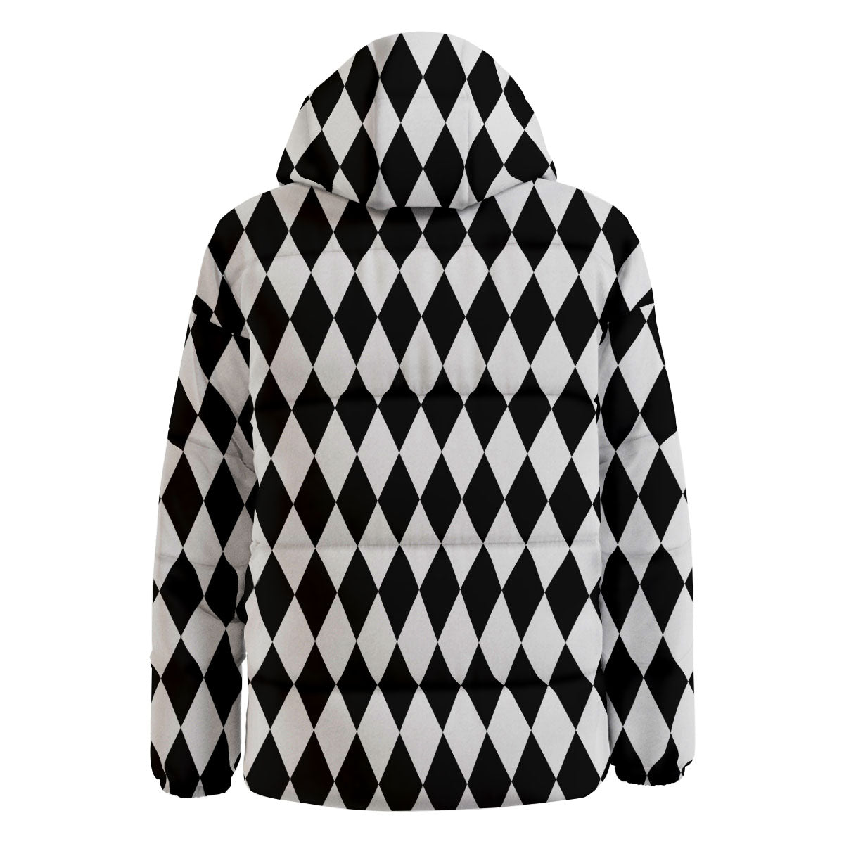 Harlequin White And Black Print Pattern Down Jacket-grizzshop