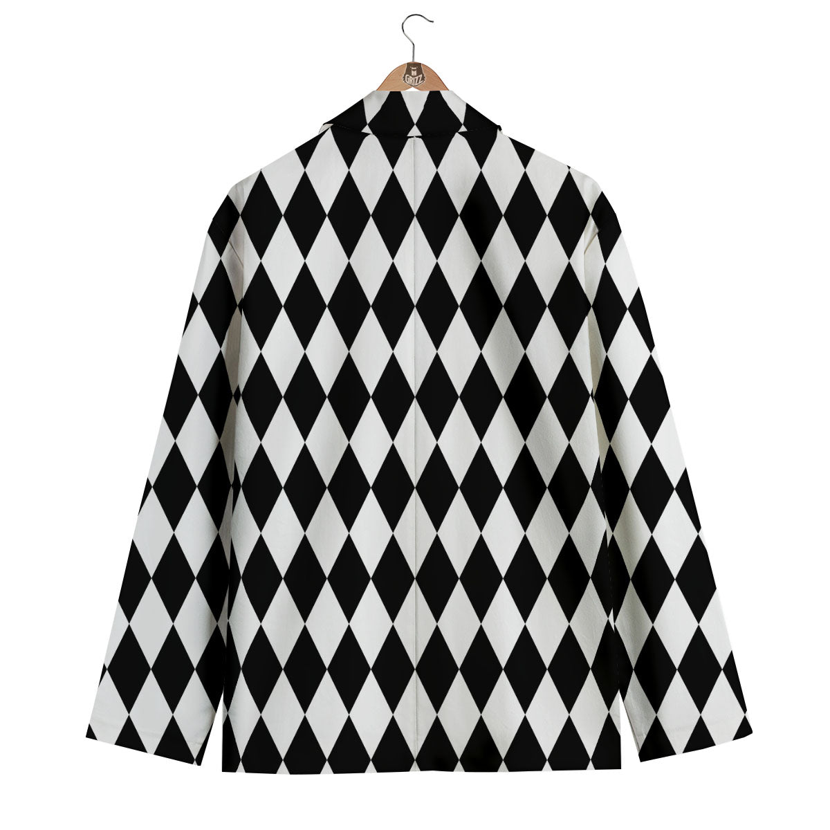 Harlequin White And Black Print Pattern Men's Blazer-grizzshop
