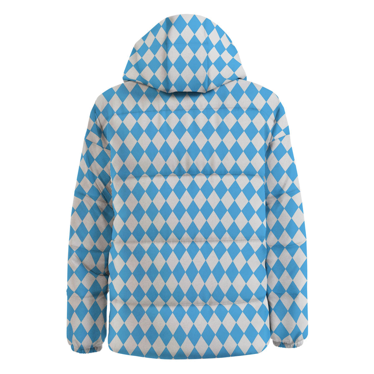 Harlequin White And Blue Print Pattern Down Jacket-grizzshop