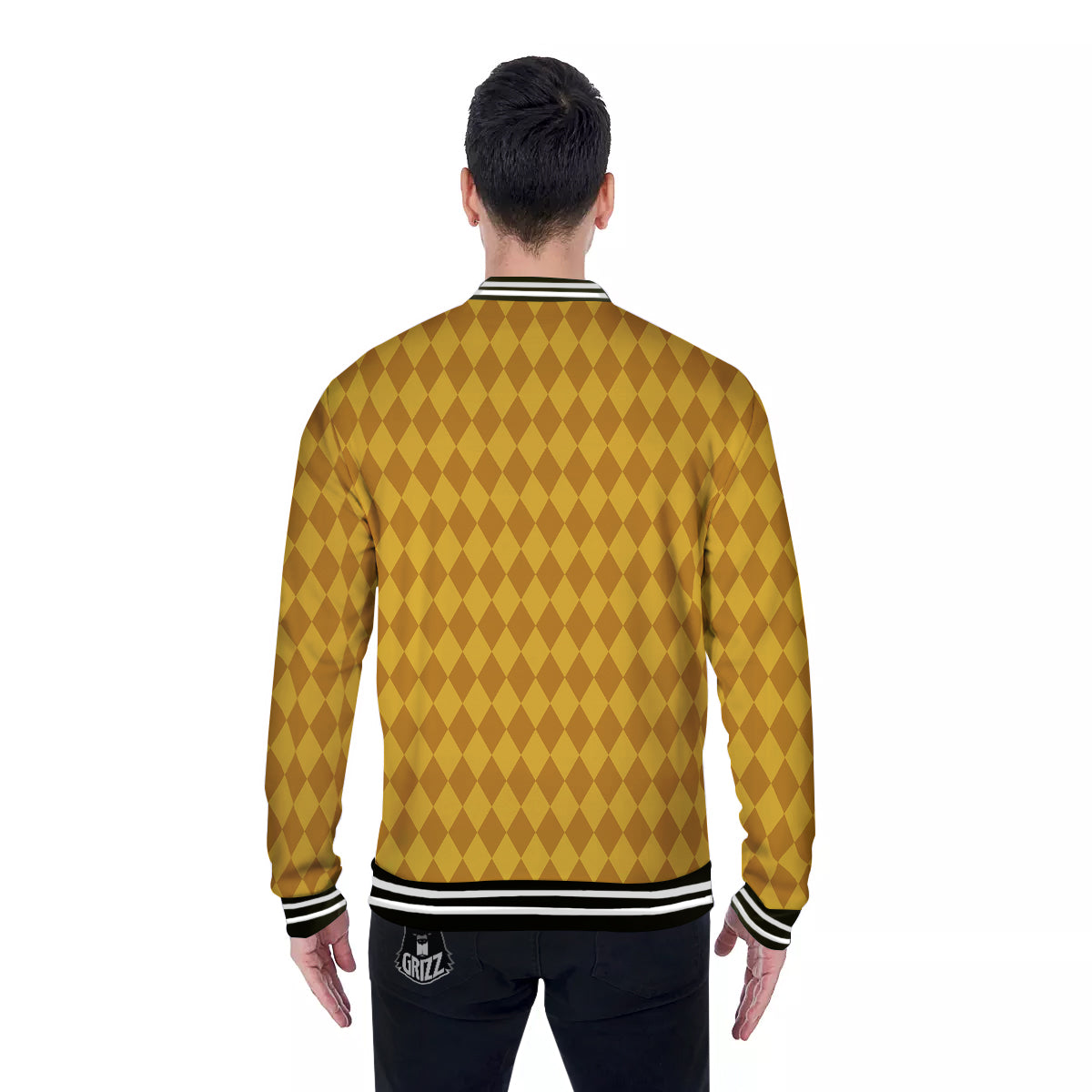Harlequin Yellow Print Pattern Baseball Jacket-grizzshop